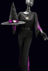 Déguisement sorcière lumineux (top+pantalon+chapeau) S