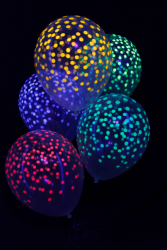 25 ballons baudruche ovales confettis fluo 30 cm