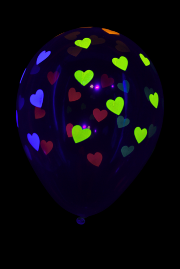 25 ballons baudruche ovales motif coeur fluo Ø30 cm