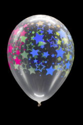 25 ballons baudruche ovales étoiles fluo Ø30 cm