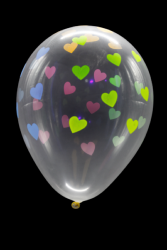 25 ballons baudruche ovales motif coeur fluo Ø30 cm