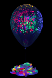 25 ballons baudruche ovales happy birthday fluo Ø30 cm