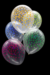 25 ballons baudruche ovales confettis fluo Ø30 cm