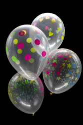 25 ballons baudruche ovales pois fluo Ø30 cm